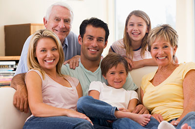 family gathered around to discuss life isurance